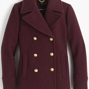 J. Crew Satsium Cloth Majestic Peacoat in Burgundy - size 6